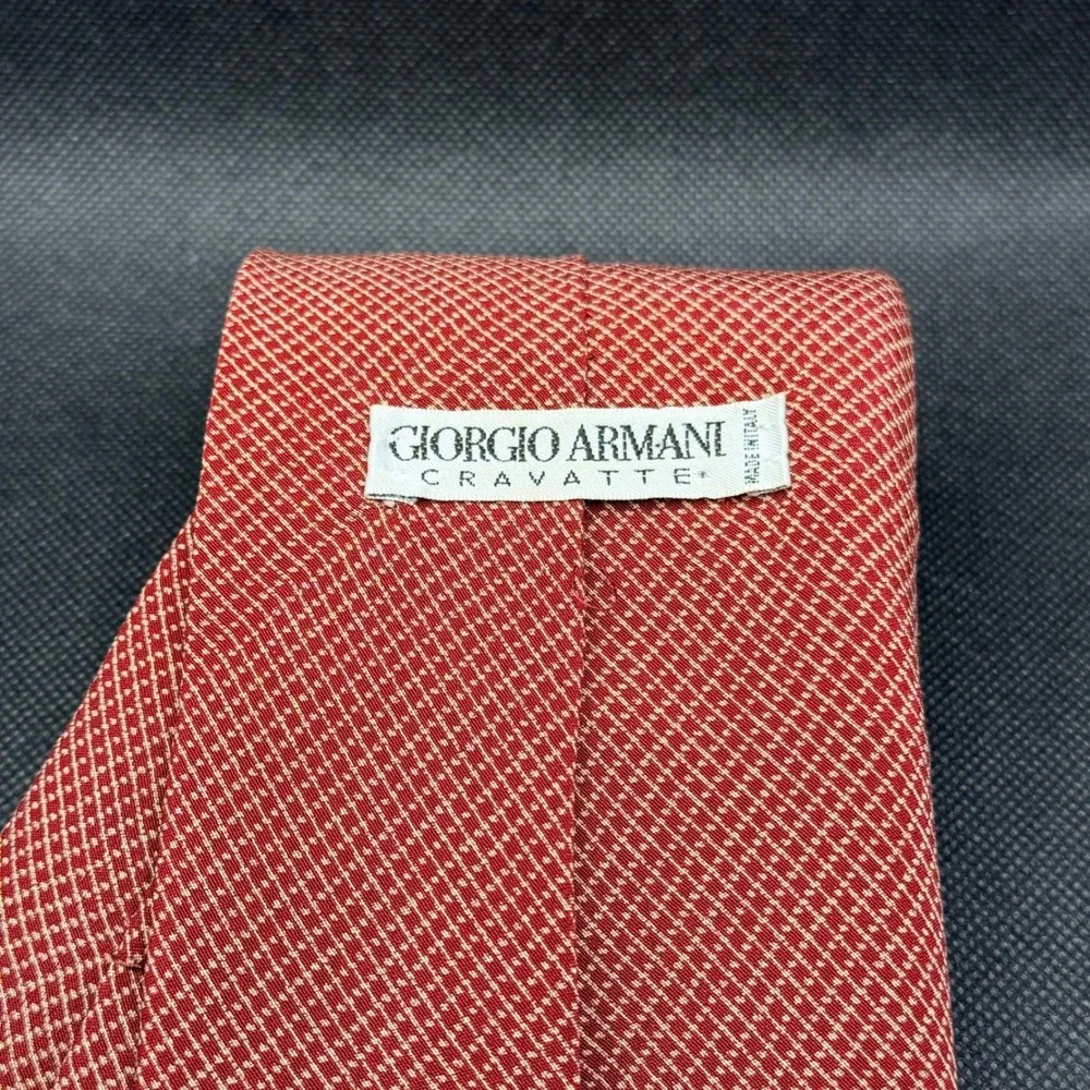 Vintage Giorgio Armani‎ Red Micro Diamond Silk Tie 4